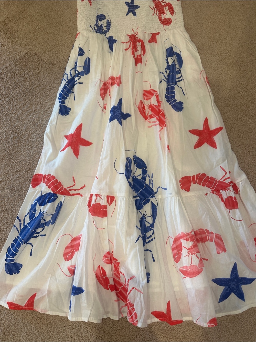 J. Crew White Dress with Red Lobster & Blue Print - Picture 5 of 7